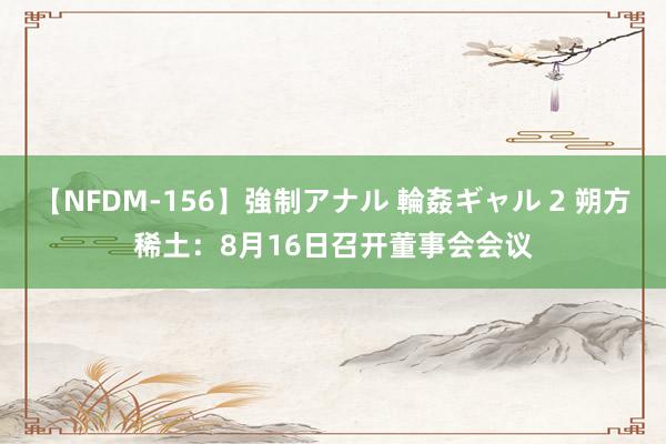 【NFDM-156】強制アナル 輪姦ギャル 2 朔方稀土：8月16日召开董事会会议