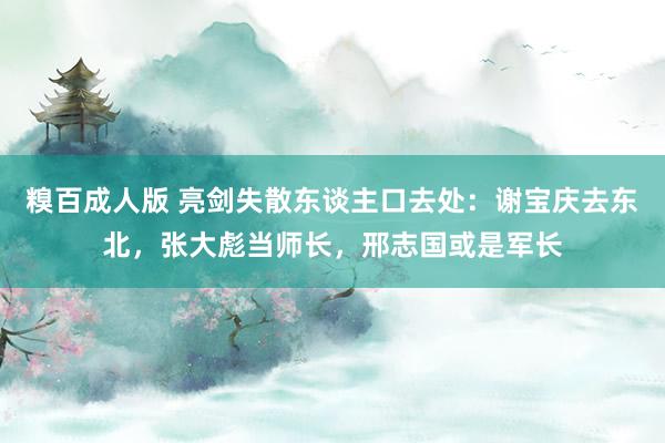 糗百成人版 亮剑失散东谈主口去处：谢宝庆去东北，张大彪当师长，邢志国或是军长